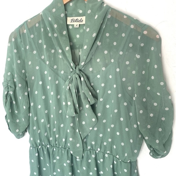 (A10) NEW Listicle Large Polka Dot necktie midi Dress, Size Large, NWOT - Picture 5 of 12